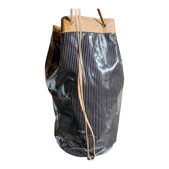 FENDI Authentic RARE Pequin Striped Nylon Drawstring XL Bucket Backpack - Picture 8 of 9